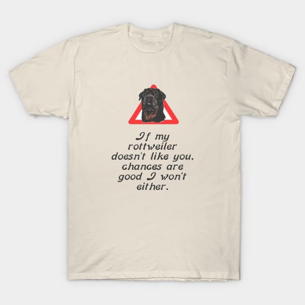 If My Rottweiler Does Not Like You Chances Are I Wont Either T-Shirt by taiche